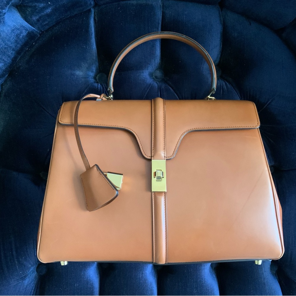Celine natural calf 16 Top-Handle Satchel with Gold Hardware